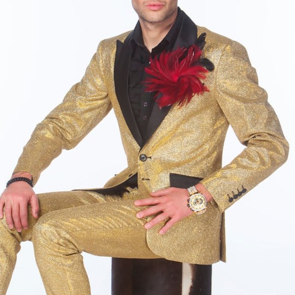 Men’s Angelino GoldBlack Casual PromWeddingSuit